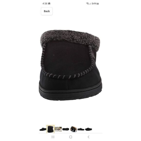 New 9-10 Dearfoams Memory Foam Black Grey Slip On Slippers House Shoes NWT - Picture 3 of 11